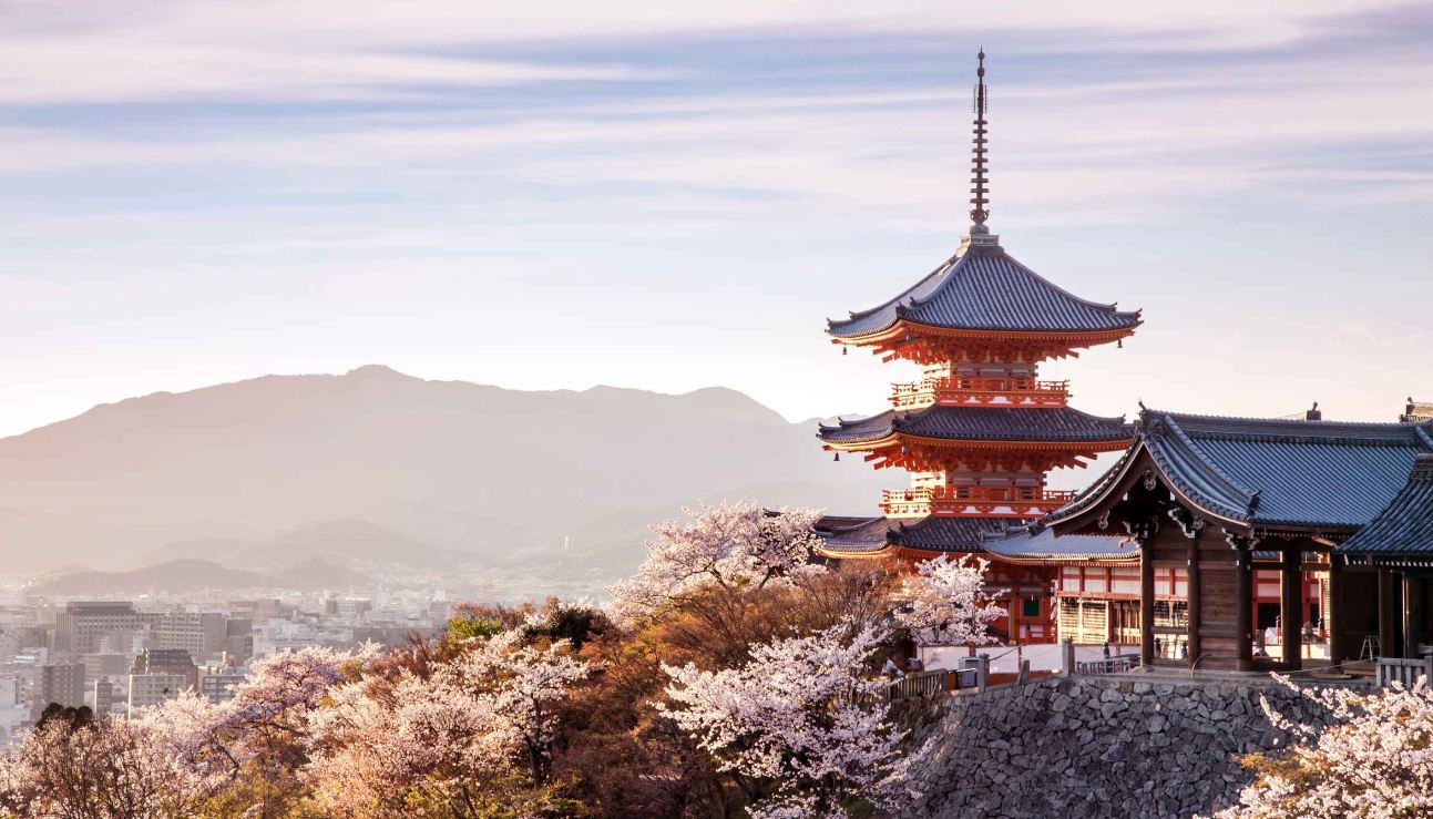 Fotografia de templo Kiyomizu dedicado a la diosa del amor en Kyoto Japon